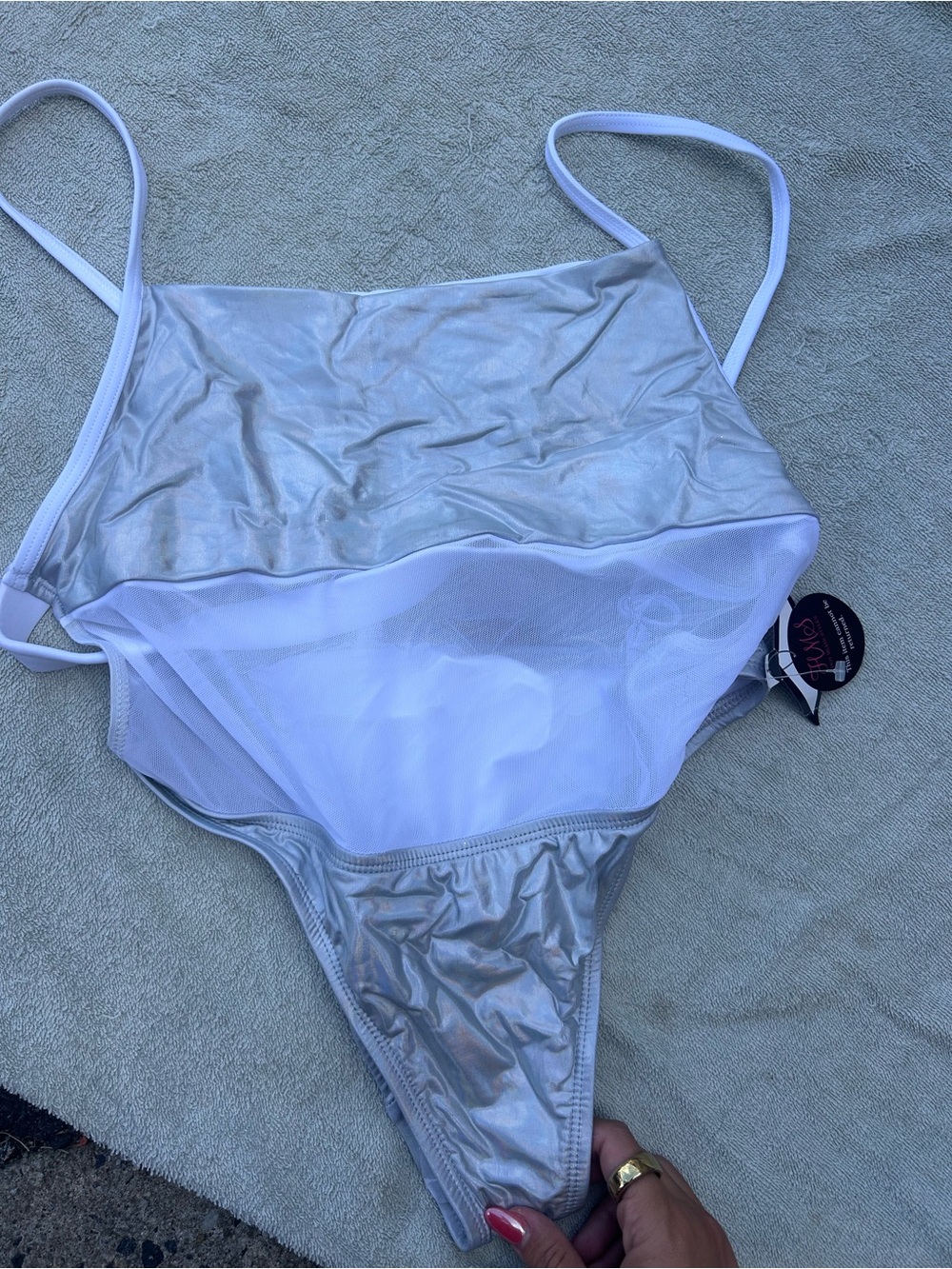 Hot Miami Styles Metallic Silver High-Cut One-Piece